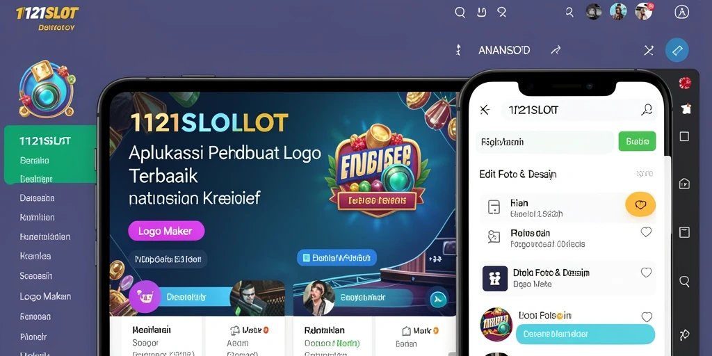 Tampilan antarmuka aplikasi 1121SLOT untuk desain logo yang mudah digunakan.