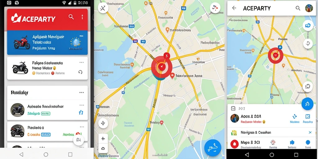 Tampilan interaktif aplikasi ACEPARTY untuk navigasi motor.