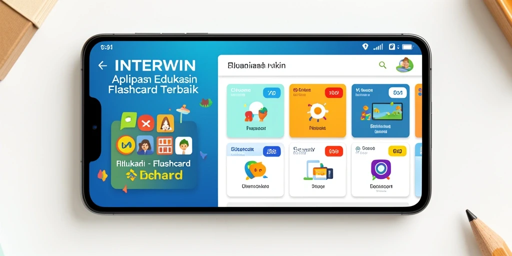 Screenshot INTERWIN menampilkan antarmuka aplikasi Flashcard yang interaktif dan menarik.