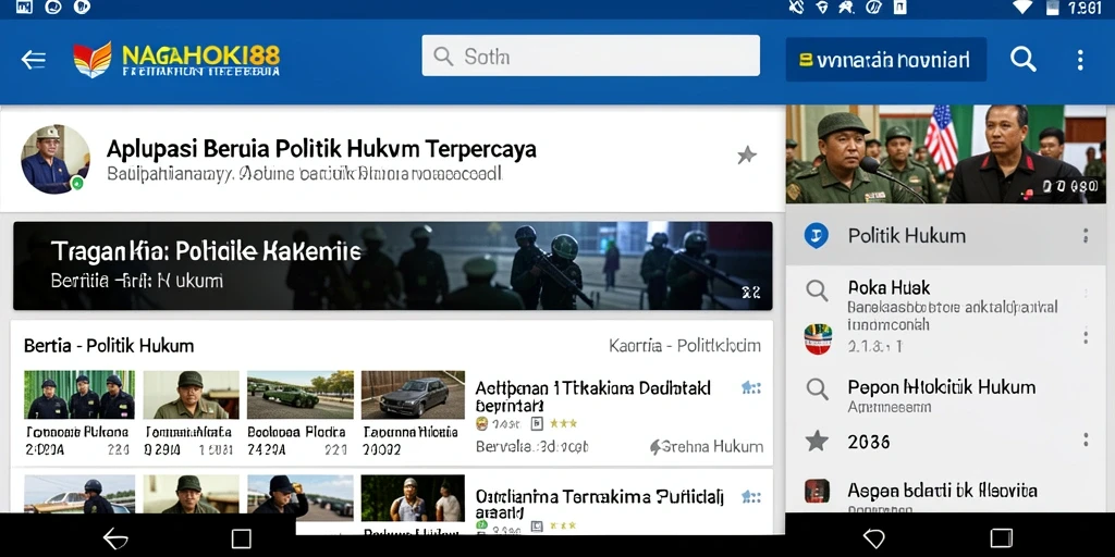 Tampilan utama aplikasi NAGAHOKI88 dengan berita politik hukum.