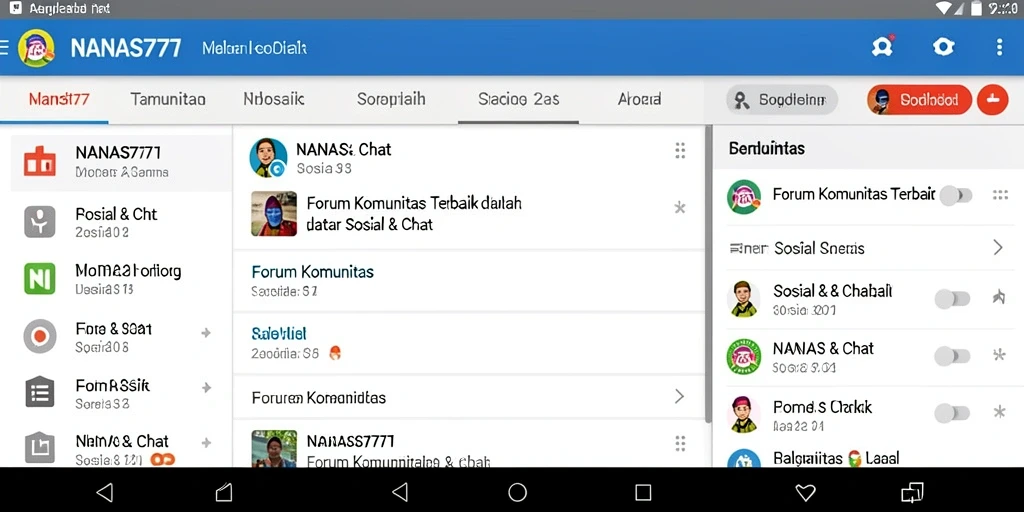 Antarmuka aplikasi NANAS777 yang menarik dan interaktif untuk forum komunitas.