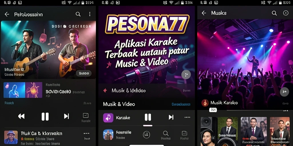 Antarmuka PESONA77 yang menarik dan user-friendly untuk karaoke.