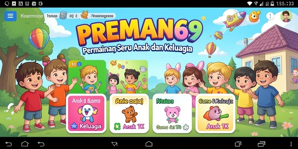 Antarmuka colorful dan menarik dari PREMAN69 untuk anak-anak.