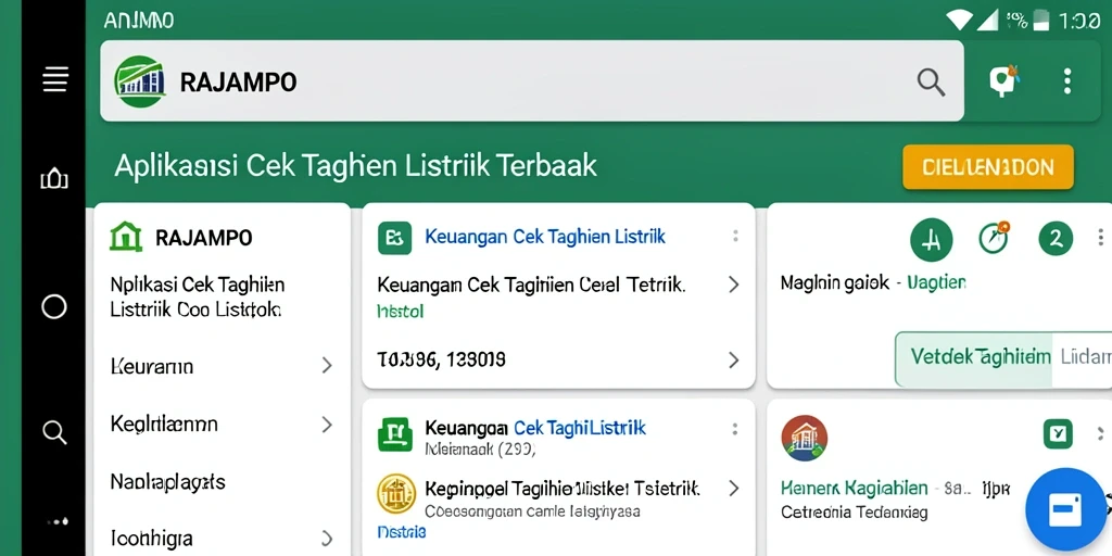 Antarmuka RAJAMPO yang user-friendly untuk cek tagihan listrik.