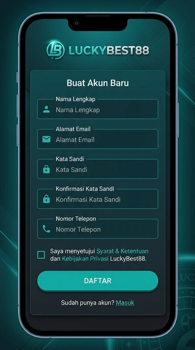 Cara mudah buat akun baru luckybest88 di Android